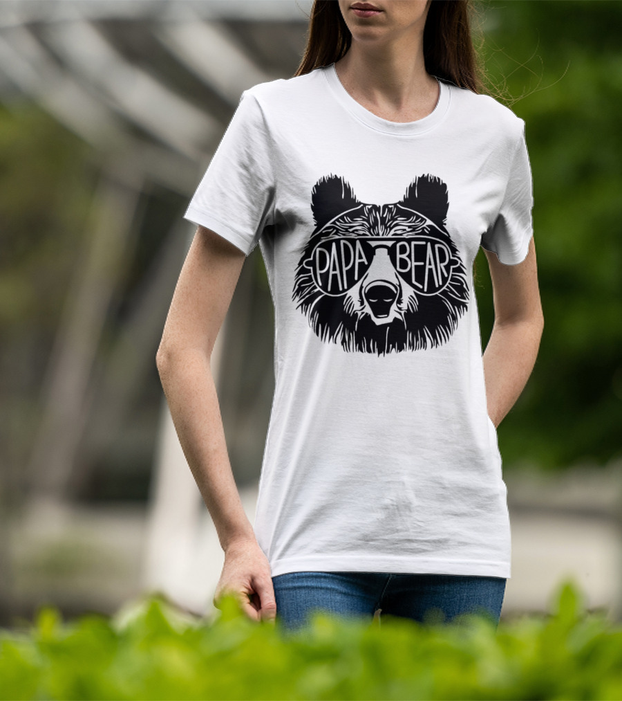 Papa Bear Sunglasses Cool Bear Head T-Shirt