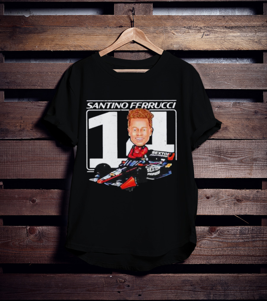 Santino Ferrucci 14 Sexton Properties Cartoon Racing Car T-Shirt