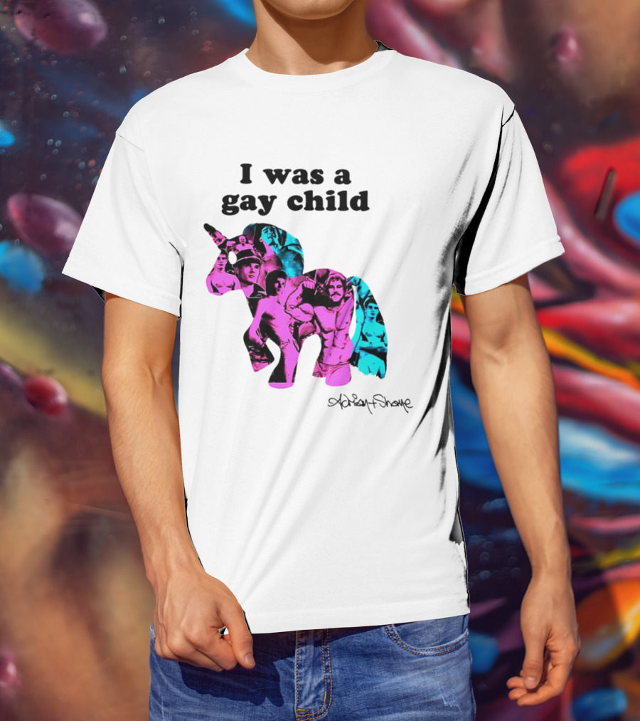Adrian And Shane I Was A Gay Child Unicorn Collage T-Shirt