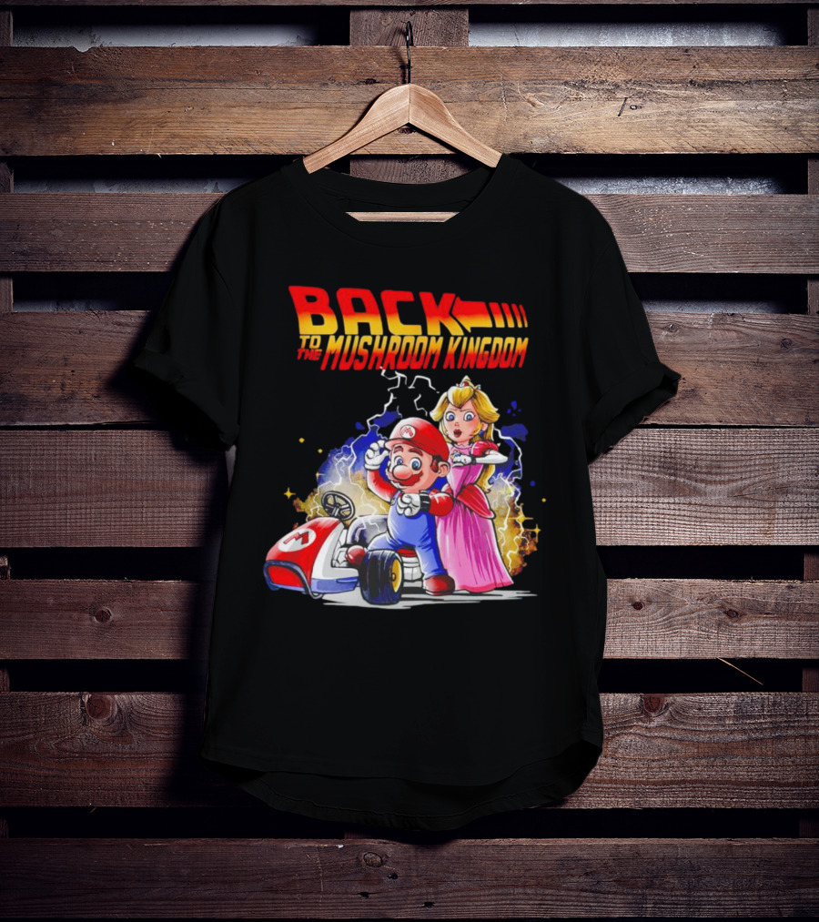 Back To The Mushroom Kingdom Mario Princess Kart Lightning Retro Adventure T-Shirt