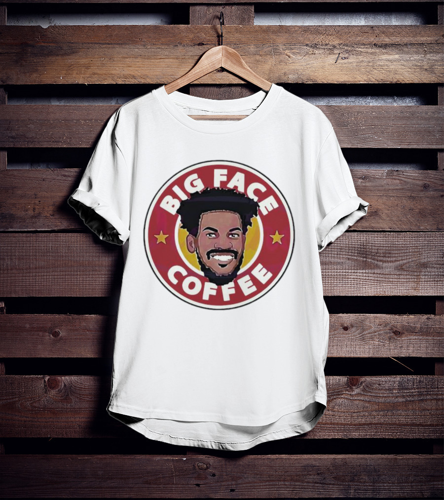 Big Face Coffee Jimmy Butler Circle Red Background Two Stars T-Shirt