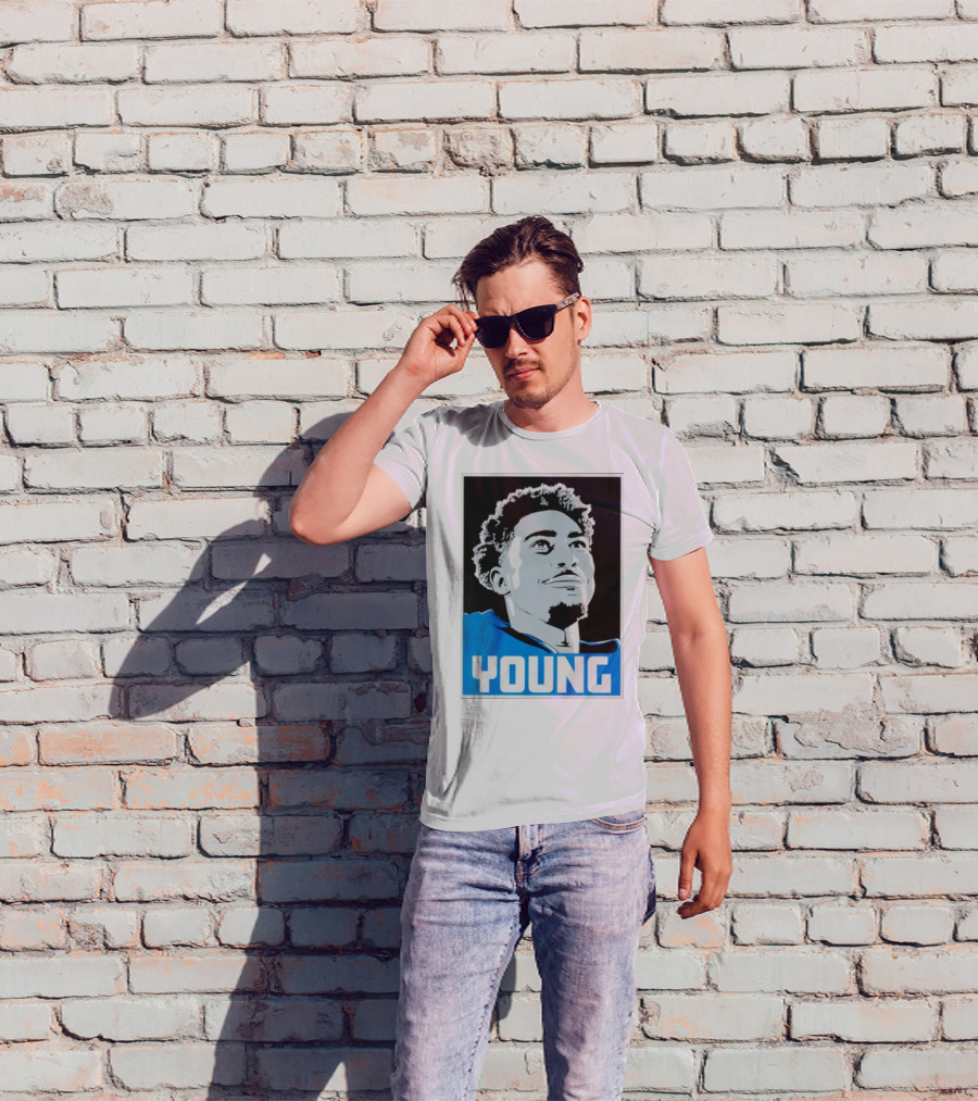 Bryce Young Football Portrait Black And Blue Young T-Shirt