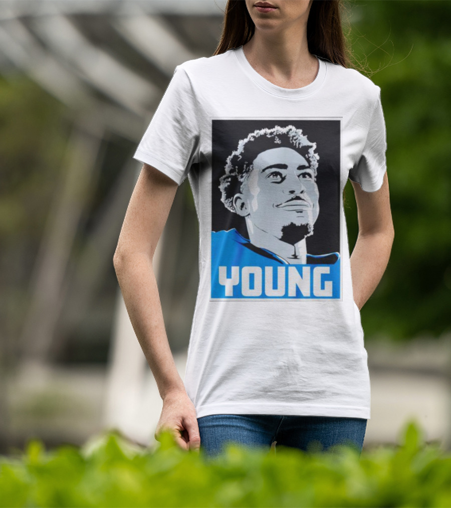 Bryce Young Football Portrait Black And Blue Young T-Shirt