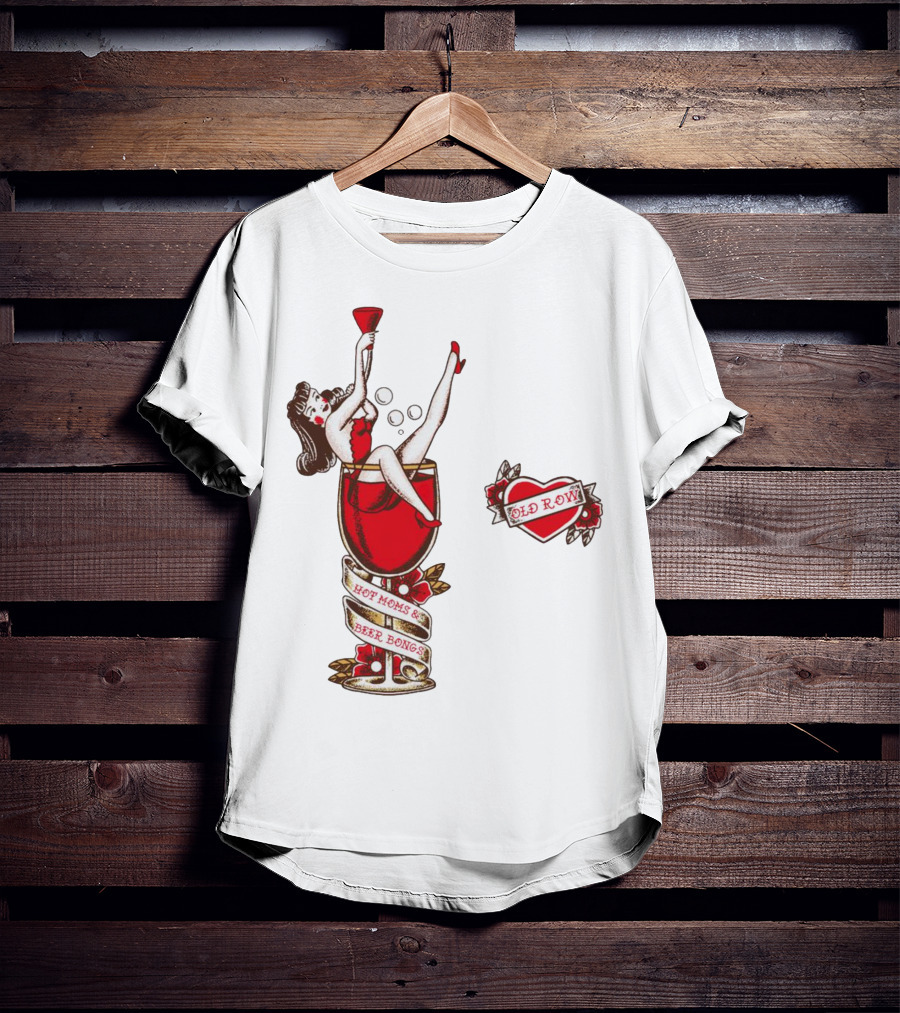 Hot Moms And Beer Bongs Old Row Retro Pin-Up T-Shirt