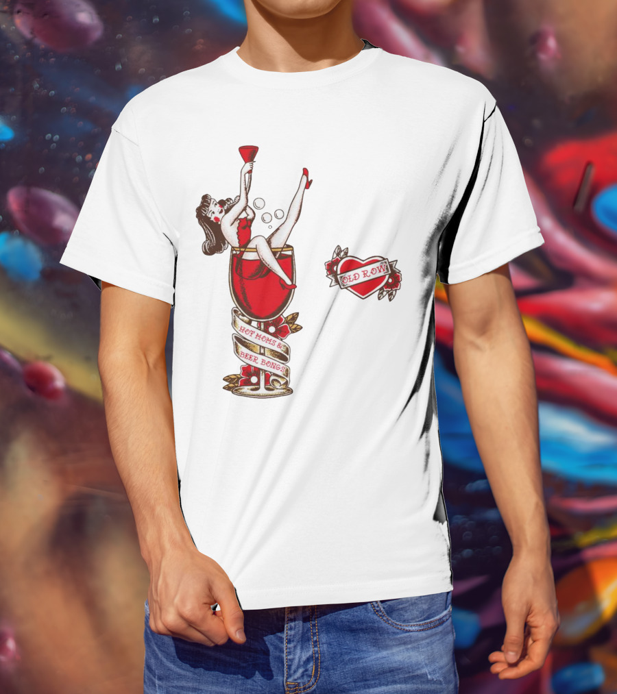 Hot Moms And Beer Bongs Old Row Retro Pin-Up T-Shirt