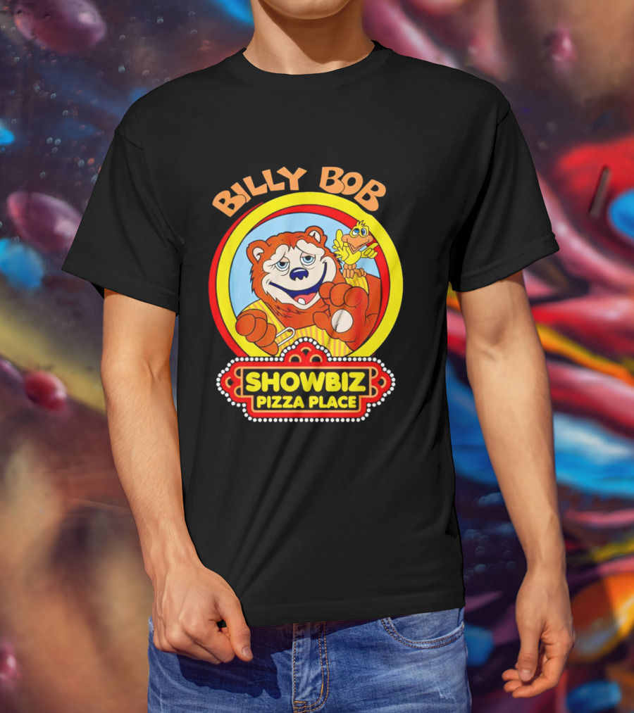 Billy Bob Showbiz Pizza Place Animated Bear And Bird T-Shirt