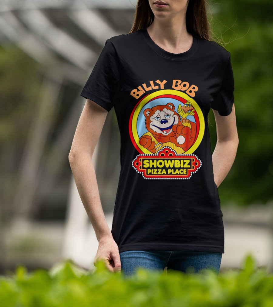 Billy Bob Showbiz Pizza Place Animated Bear And Bird T-Shirt