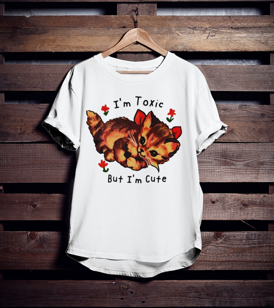 I'm Toxic But I'm Cute Cat With Flowers T-Shirt
