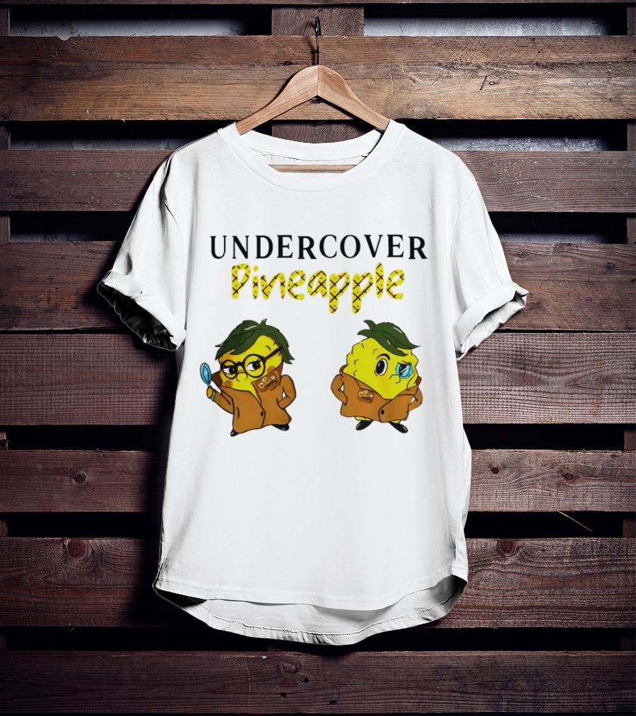 UNDERCOVER PINEAPPLE Detective Humor Quirky Characters T-Shirt