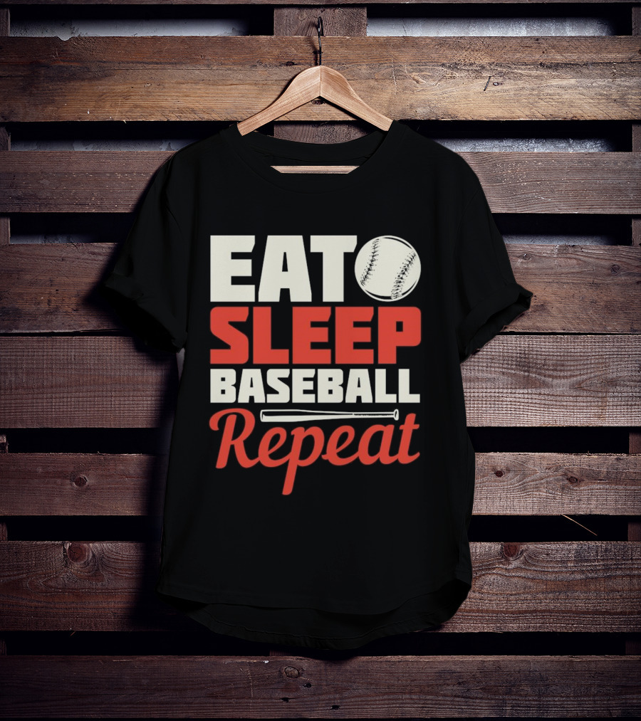 Eat Sleep Baseball Repeat Ball Bat Iconic Sports Cycle T-Shirt