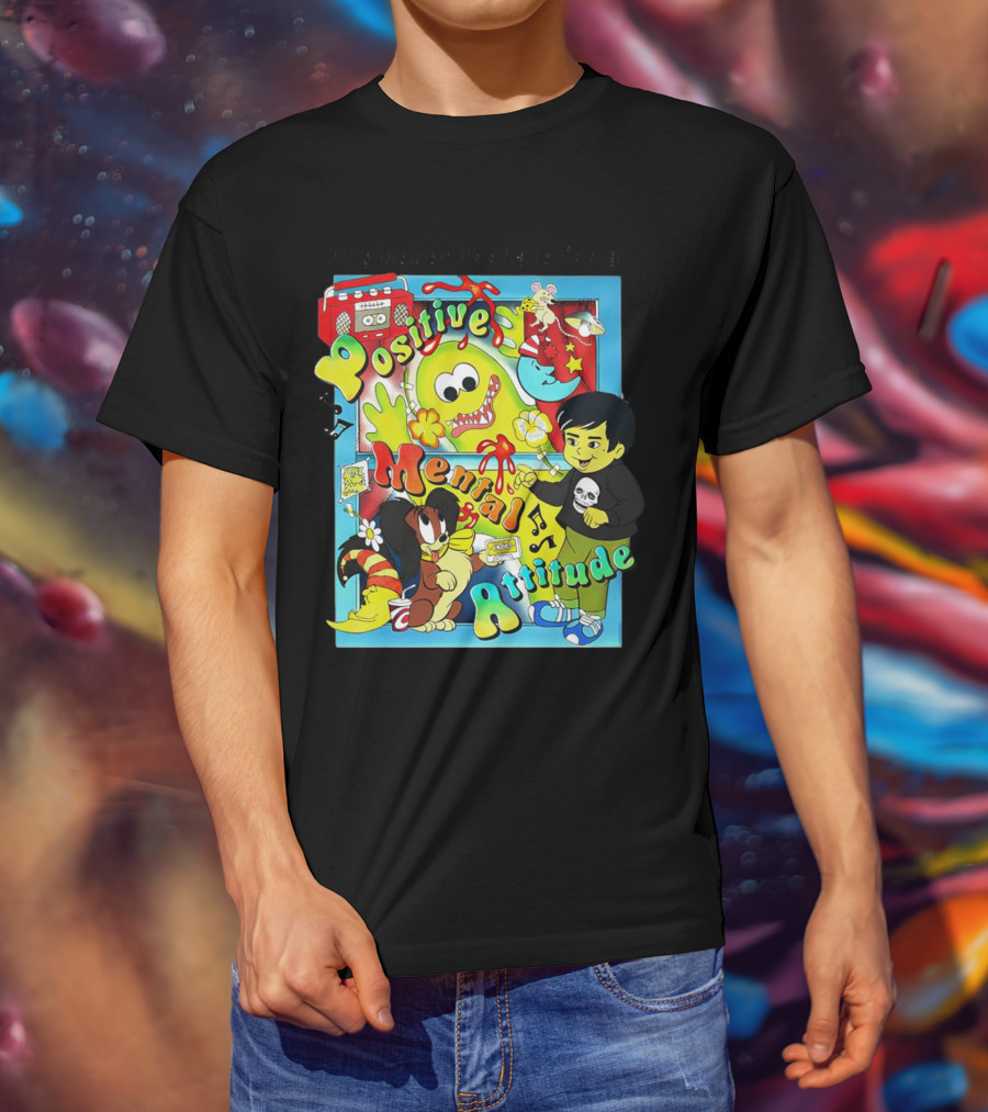 It's Never Too Late For A Positive Mental Attitude Cartoon Characters Music And Fun Elements T-Shirt