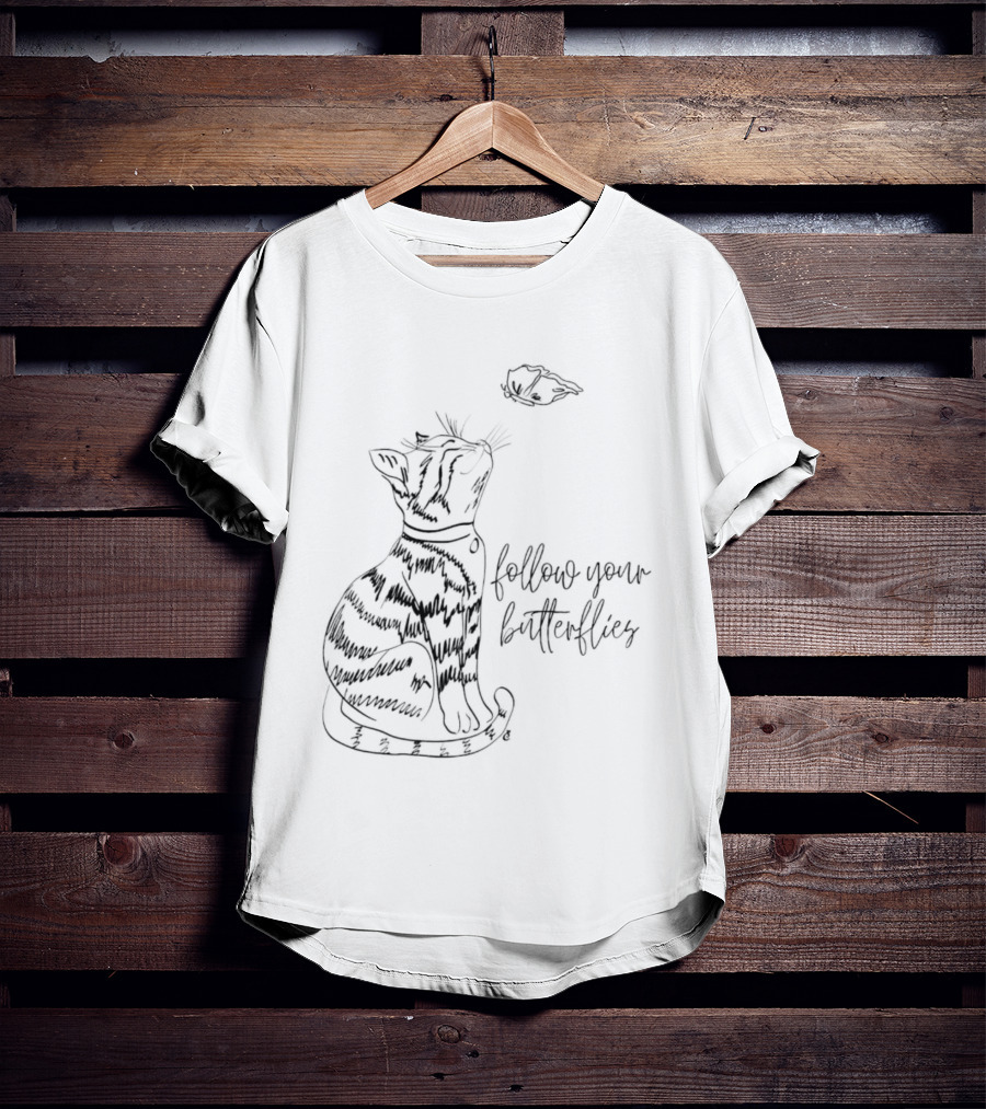Cat Follow Your Butterflies T-Shirt
