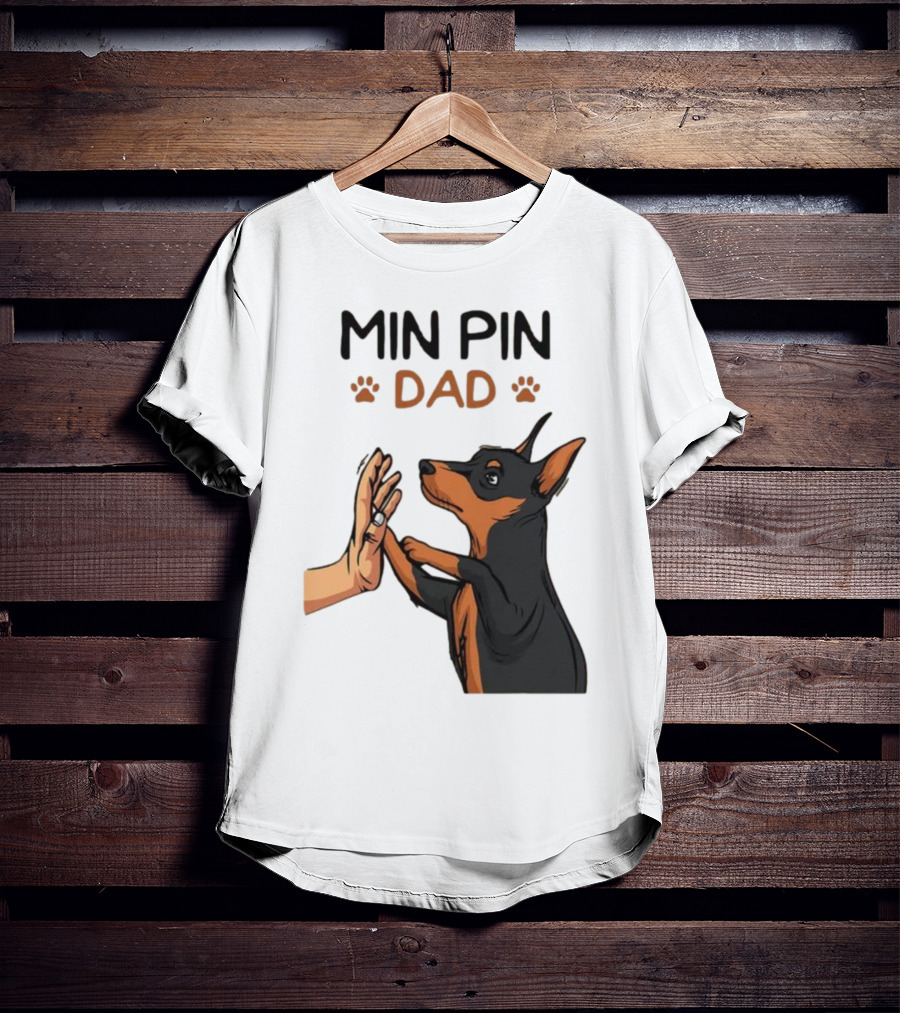 MIN PIN DAD Father's Day Dog Paw T-Shirt