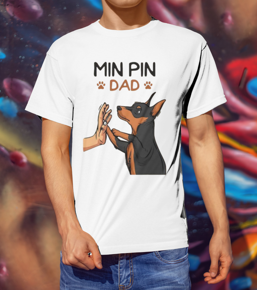 MIN PIN DAD Father's Day Dog Paw T-Shirt