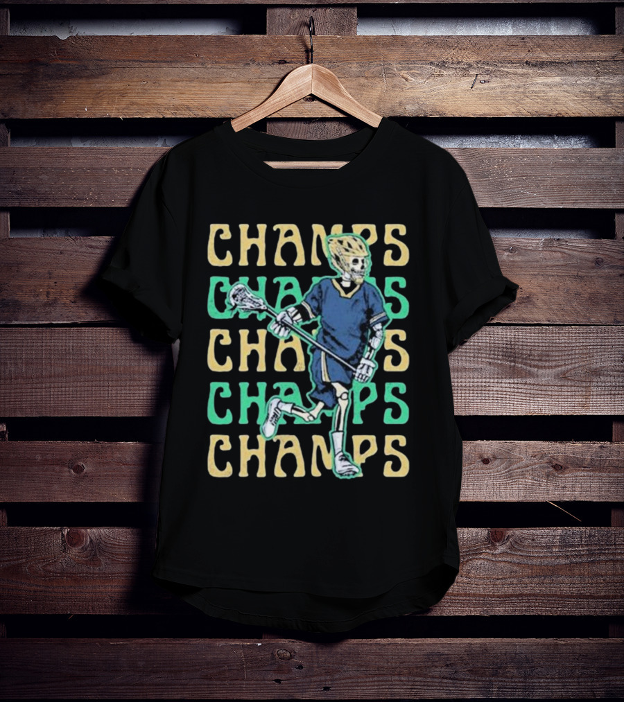 Notre Dame Fighting Irish Skeleton Lacrosse Champs T-Shirt