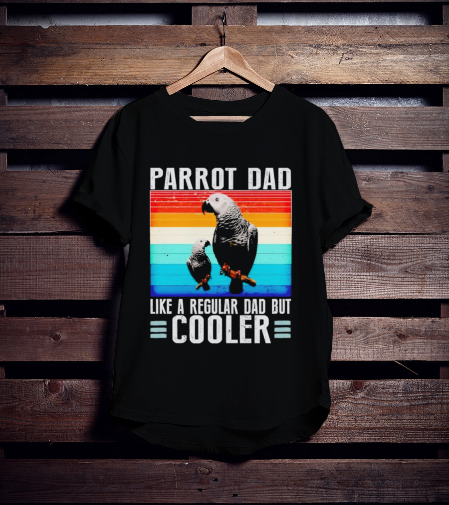 Parrot Dad Like A Regular Dad But Cooler Retro Stripes T-Shirt