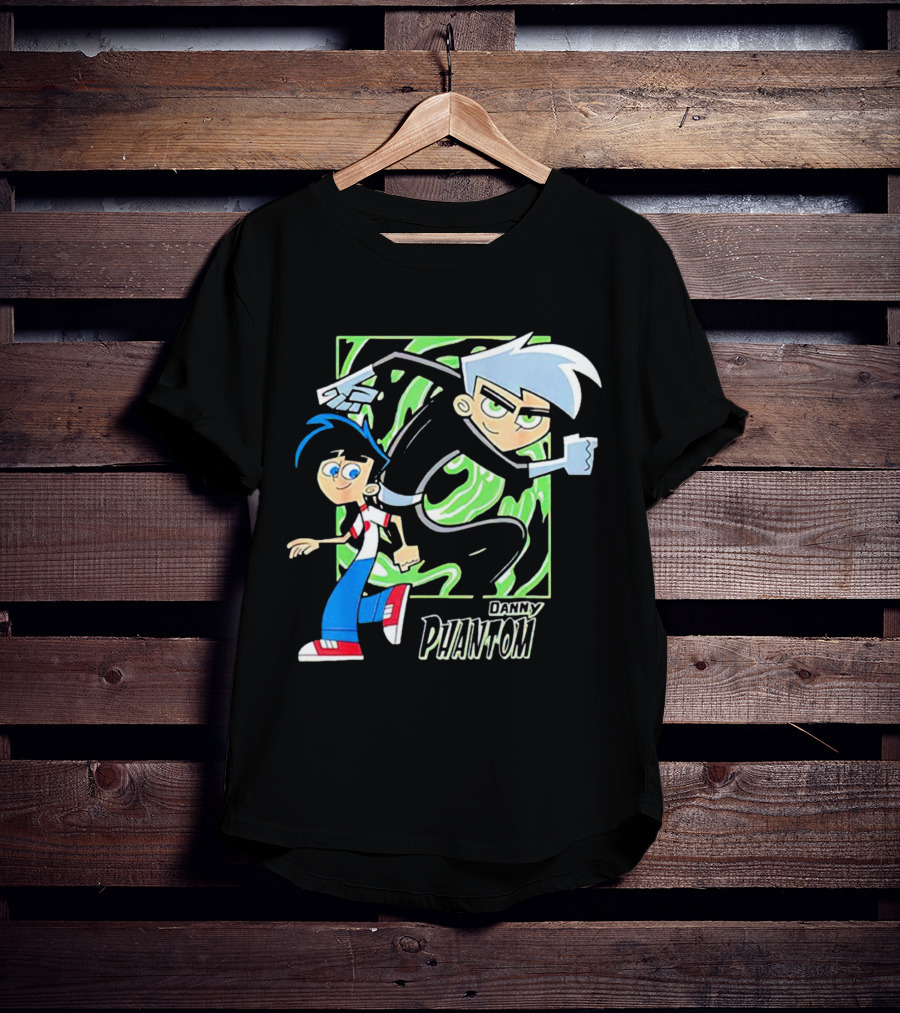 Danny Phantom Cartoon Artwork With Ghostly Green Swirl T-Shirt