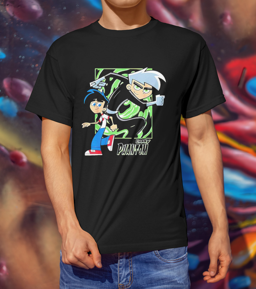 Danny Phantom Cartoon Artwork With Ghostly Green Swirl T-Shirt
