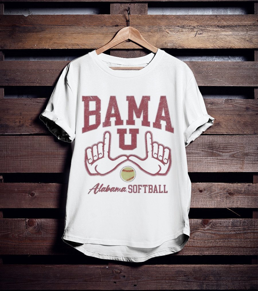 Bama U Alabama Softball Hands With Yellow Softball T-Shirt