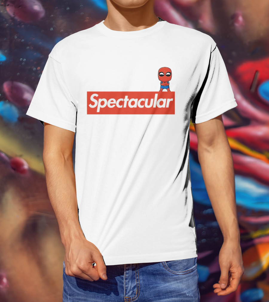 Spectacular Spider-Man Comic Look With Iconic Red Block T-Shirt