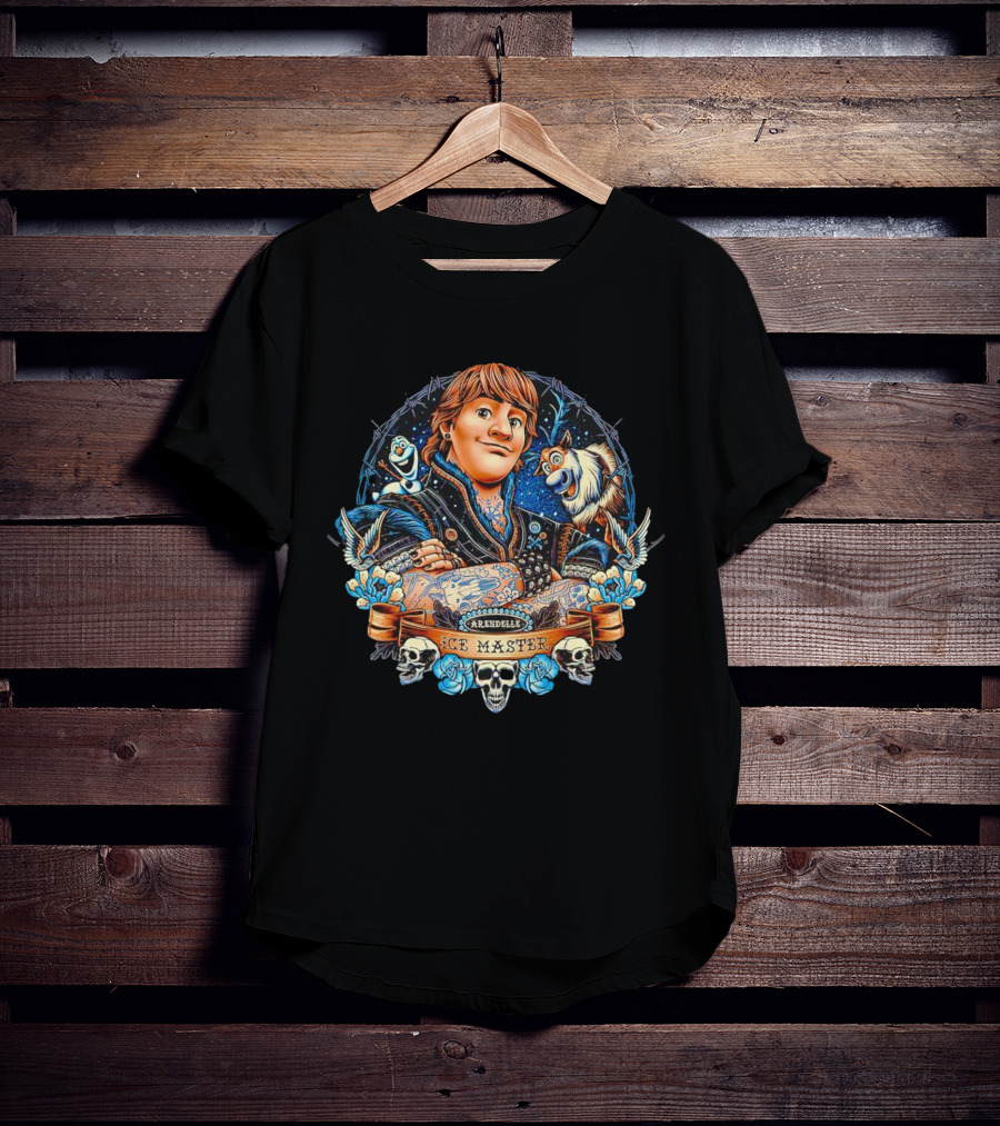 Arendelle Ice Master With Olaf And Sven Skulls And Roses Tattoo T-Shirt