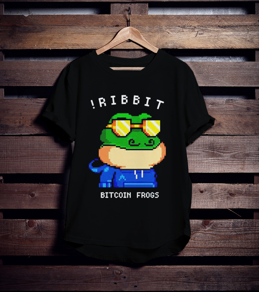 Ribbit Bitcoin Frogs Pixel Art Frog With Sunglasses T-Shirt
