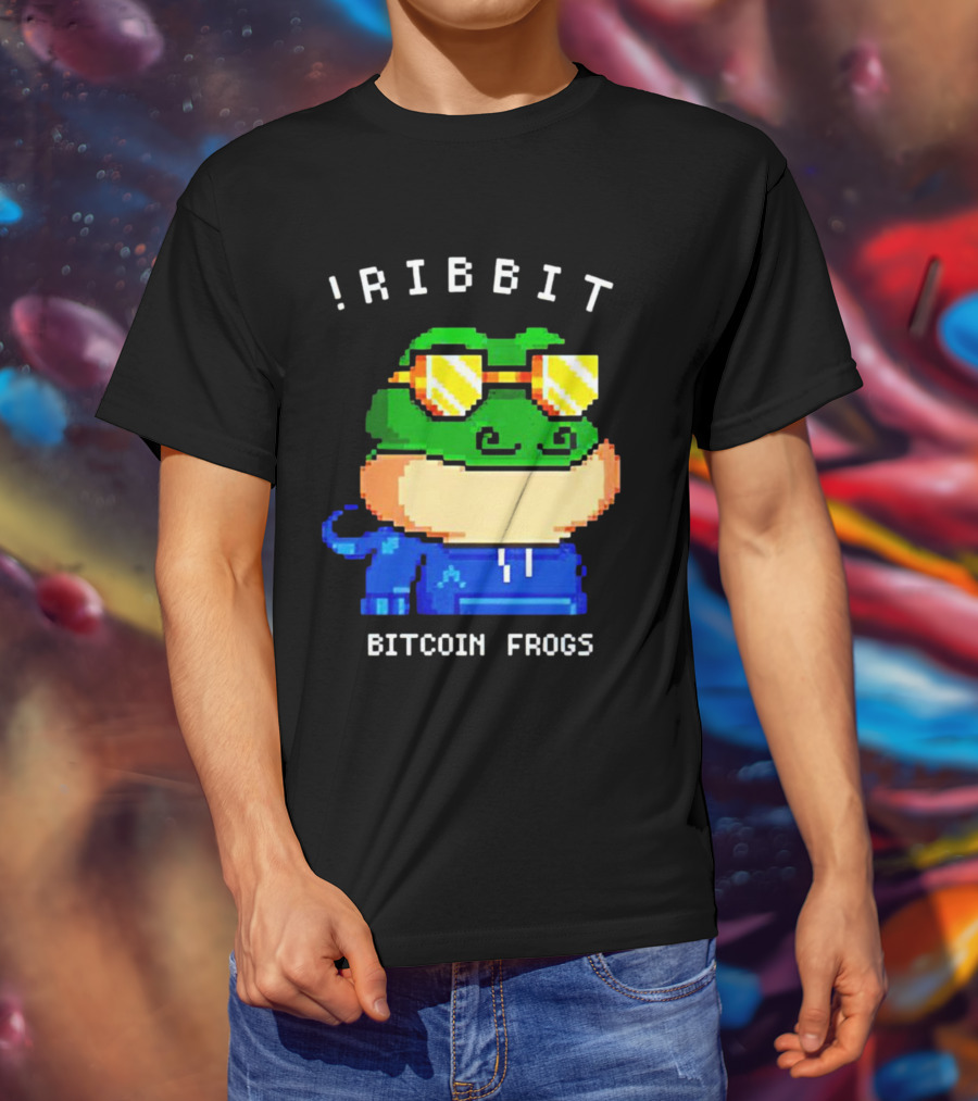 Ribbit Bitcoin Frogs Pixel Art Frog With Sunglasses T-Shirt