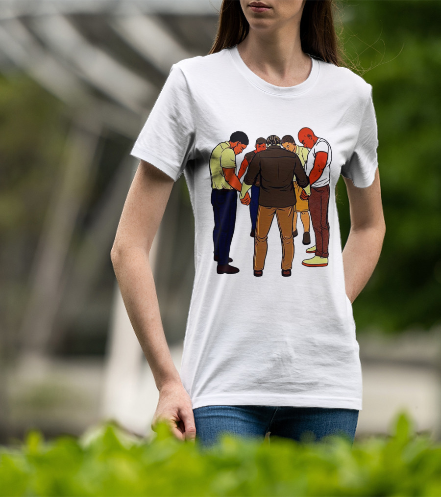 Black Men Praying In Circle Together T-Shirt