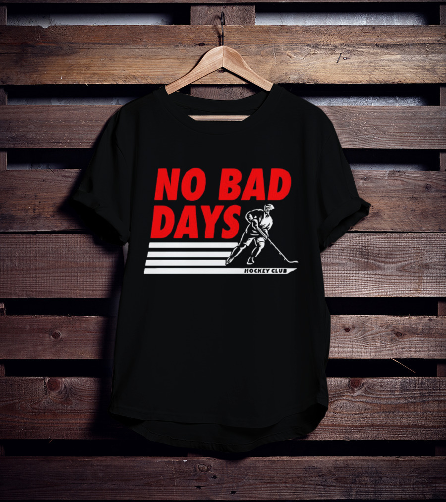No Bad Days Hockey Club Skater Stripe Motif T-Shirt