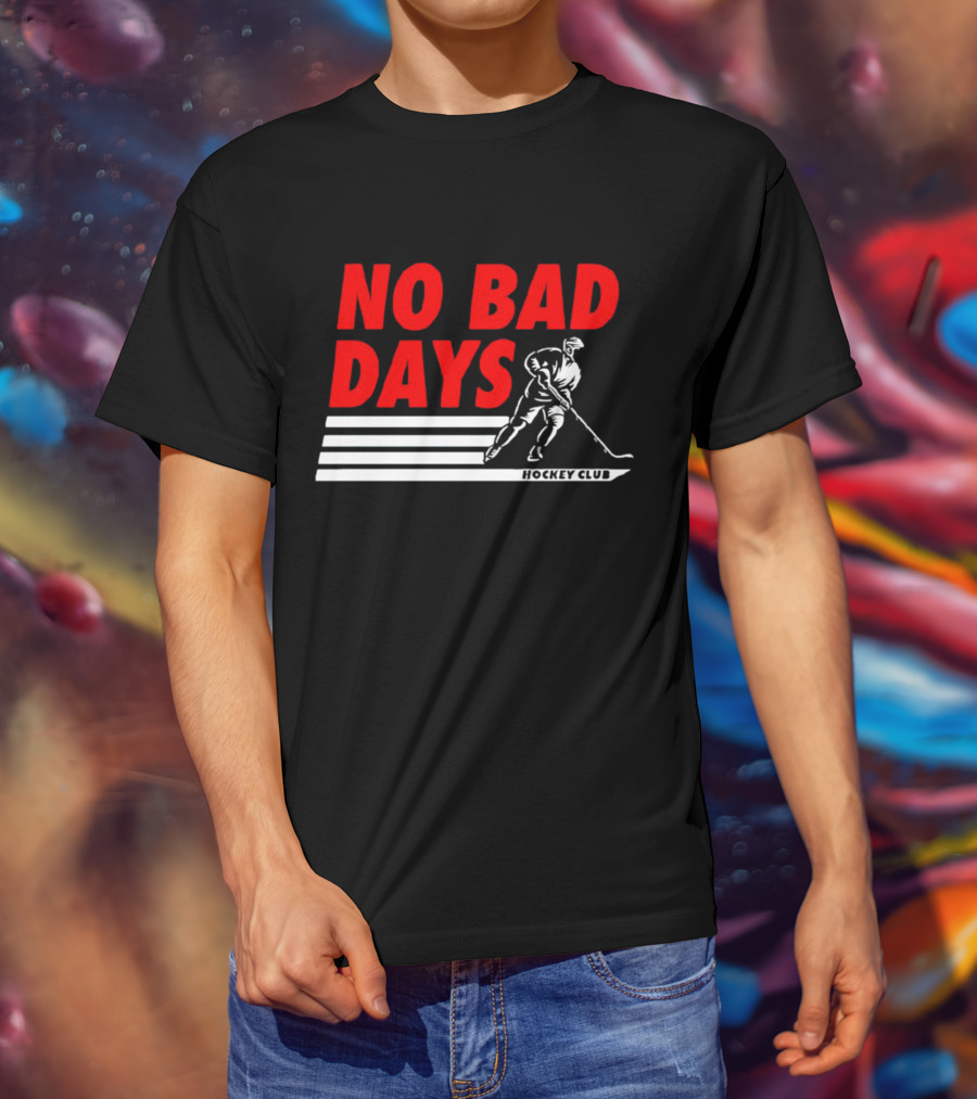 No Bad Days Hockey Club Skater Stripe Motif T-Shirt