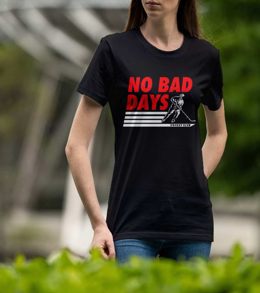 No Bad Days Hockey Club Skater Stripe Motif T-Shirt