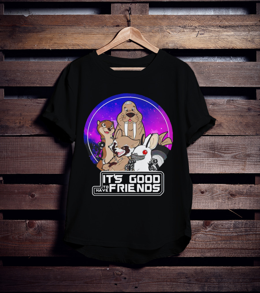 It's Good To Have Friends Rocket Rabbit Space Circle T-Shirt