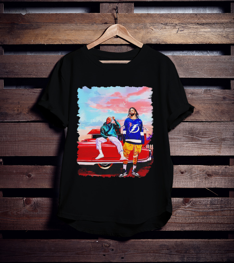 J Cole And Kendrick Lamar Concert With Retro Car And Tampa Bay Lightning Jersey T-Shirt