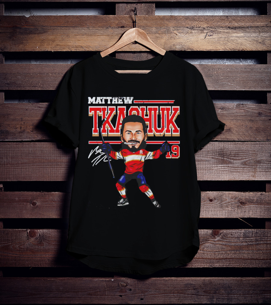Matthew Tkachuk Florida Panthers Number 19 Cartoon Signature T-Shirt