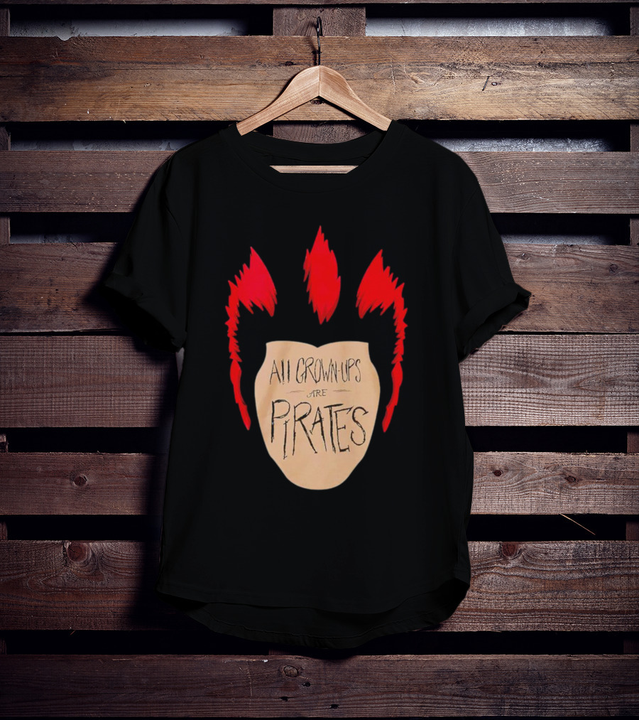 All Grown Ups Are Pirates Red Hair Patch T-Shirt
