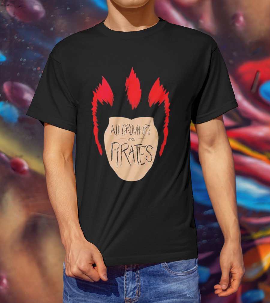 All Grown Ups Are Pirates Red Hair Patch T-Shirt