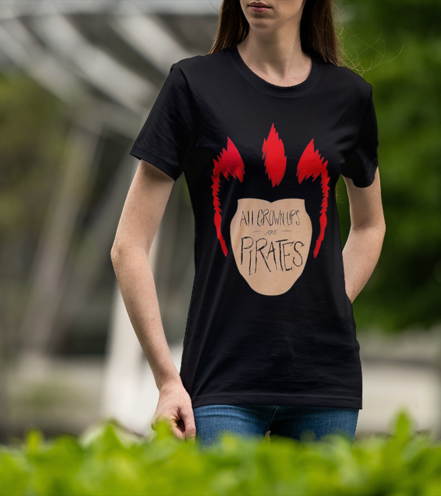 All Grown Ups Are Pirates Red Hair Patch T-Shirt