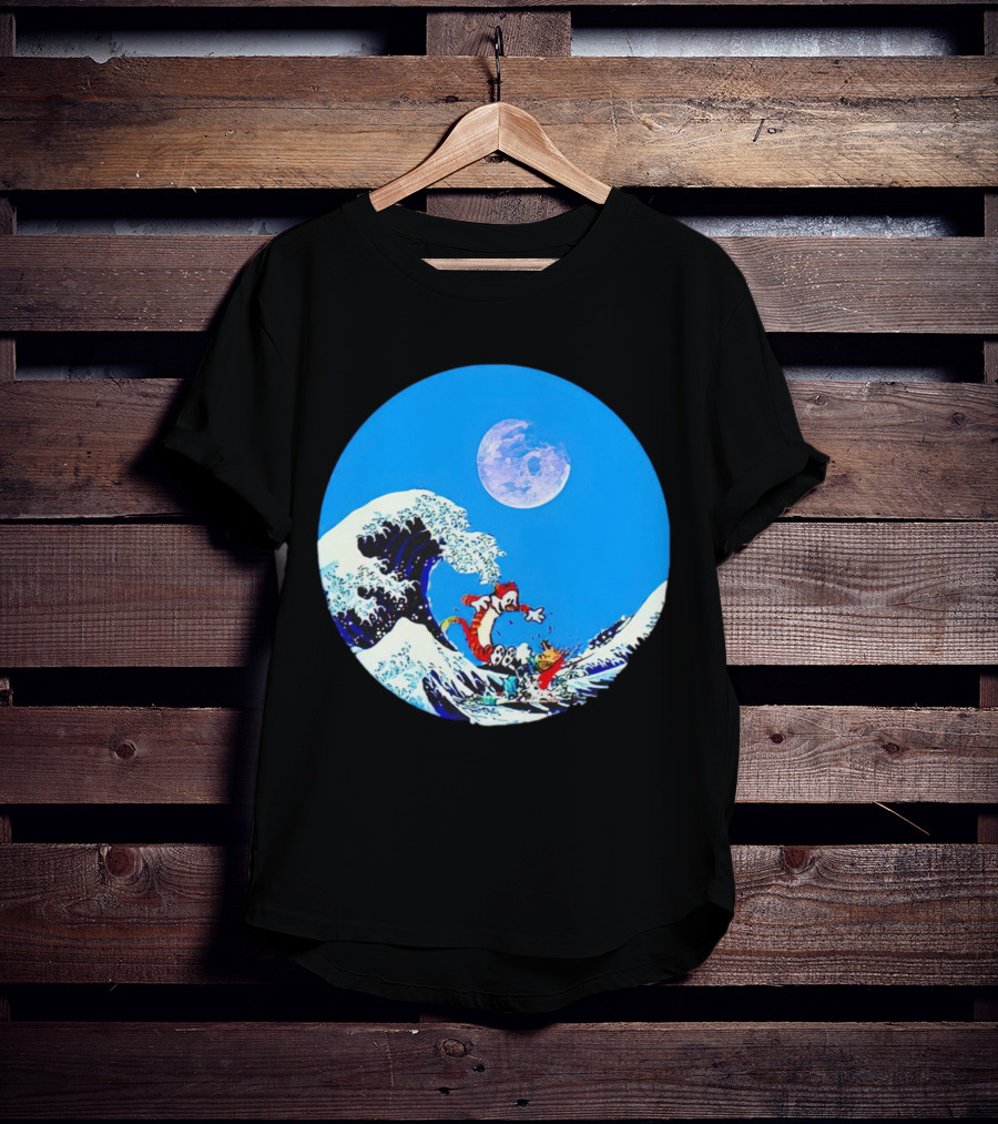 Calvin And Hobbes Lovers Great Wave Moon Adventure T-Shirt