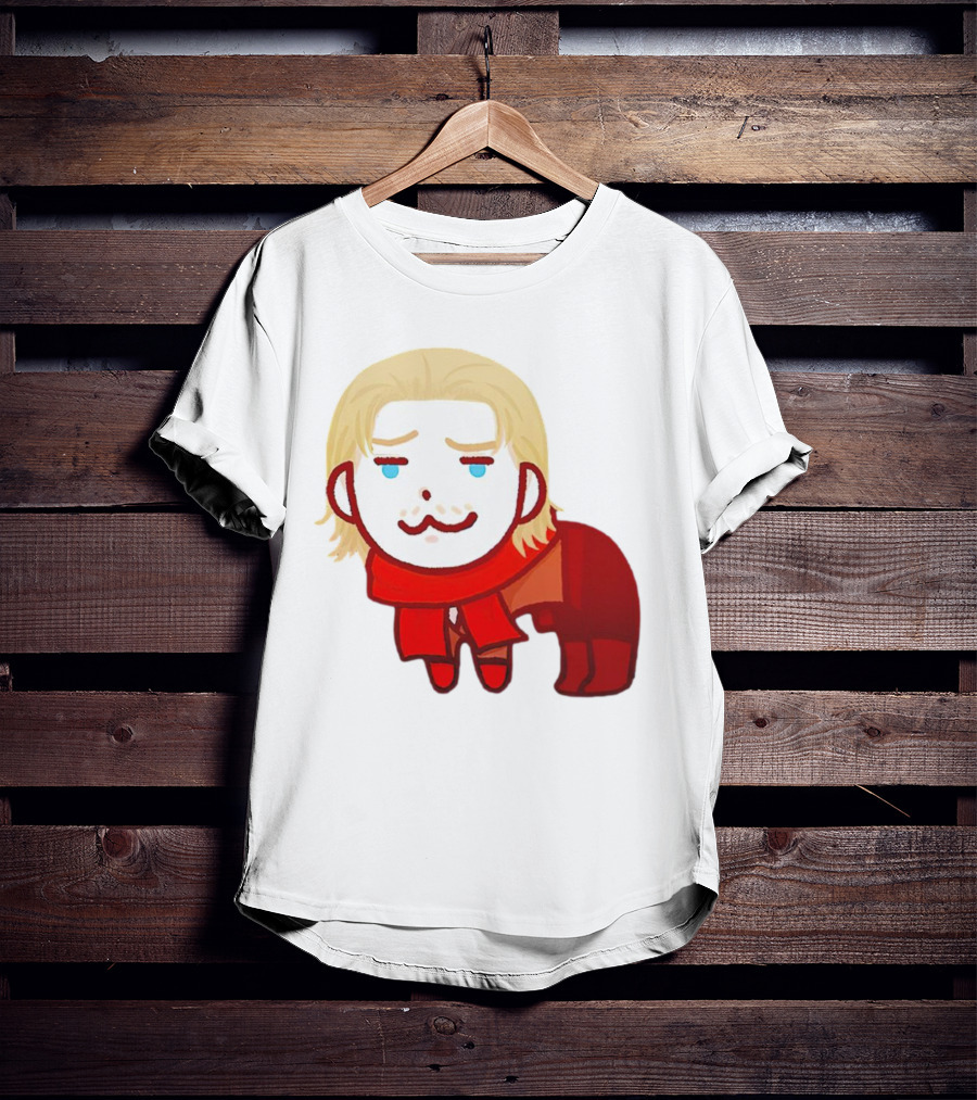 Ocelot Creature Blonde Character In Red Scarf And Outift T-Shirt