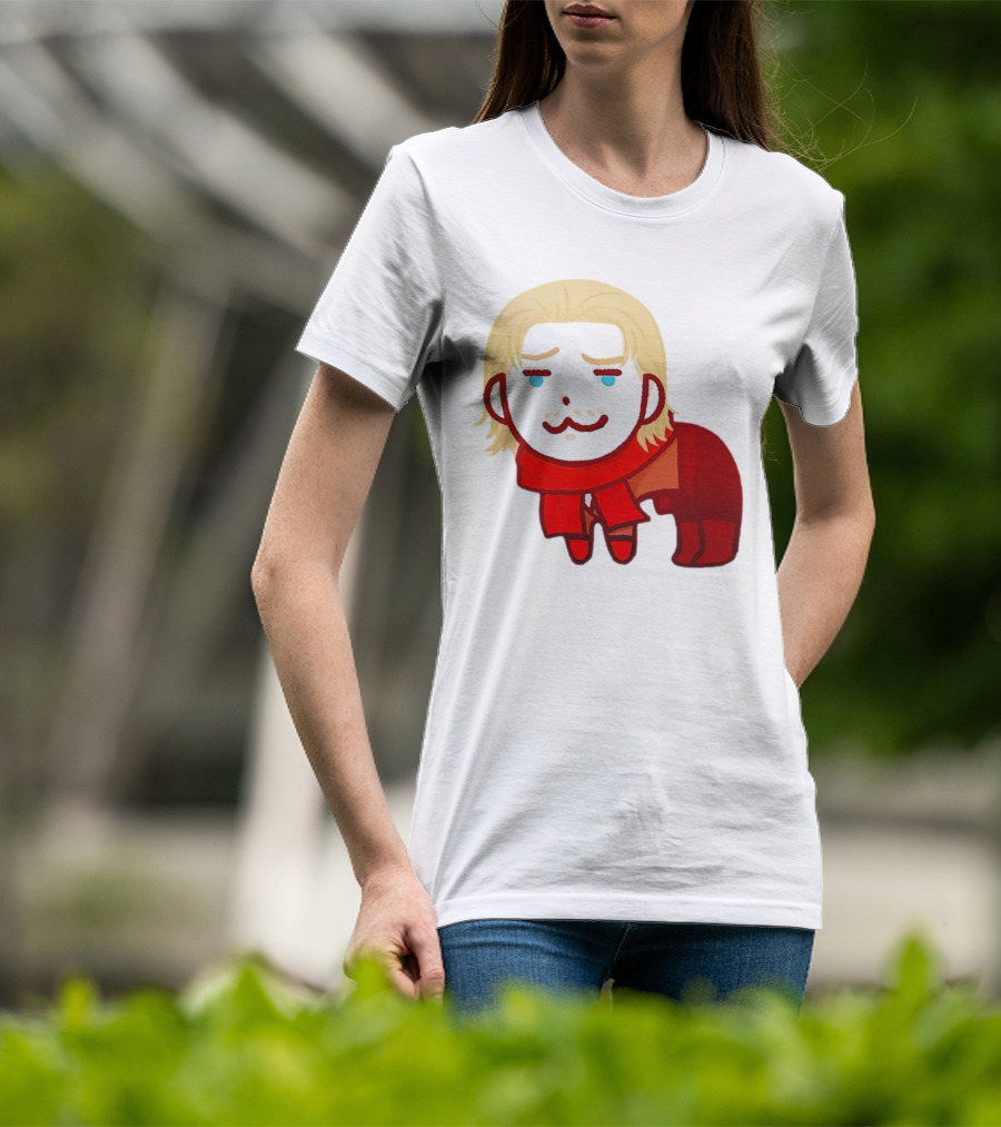 Ocelot Creature Blonde Character In Red Scarf And Outift T-Shirt