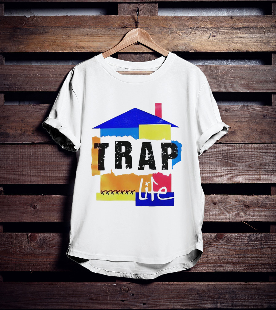 TRAP Life House Design Multicolored Blocks And X Marks T-Shirt