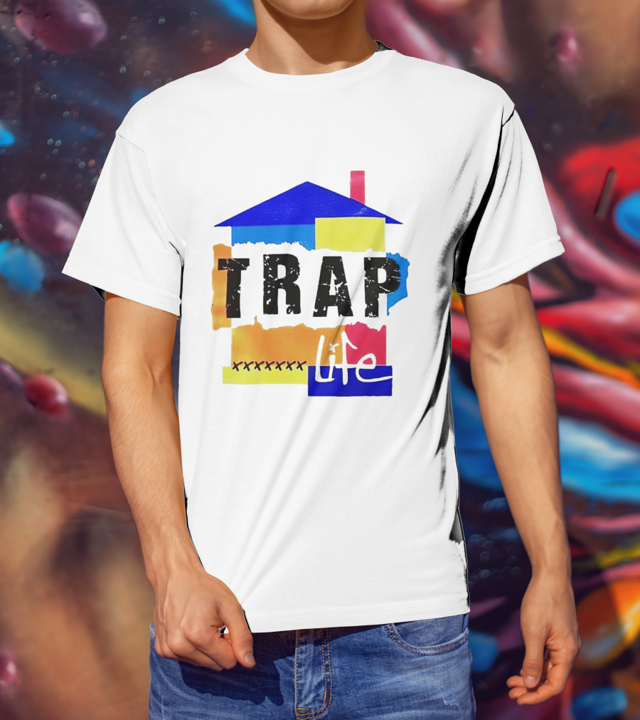 TRAP Life House Design Multicolored Blocks And X Marks T-Shirt
