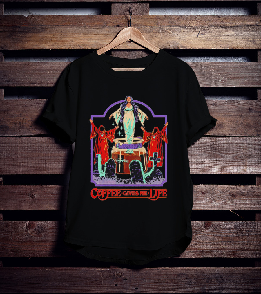 COFFEE GIVES ME LIFE Enchantress And Ritual Scene With Tombstones T-Shirt