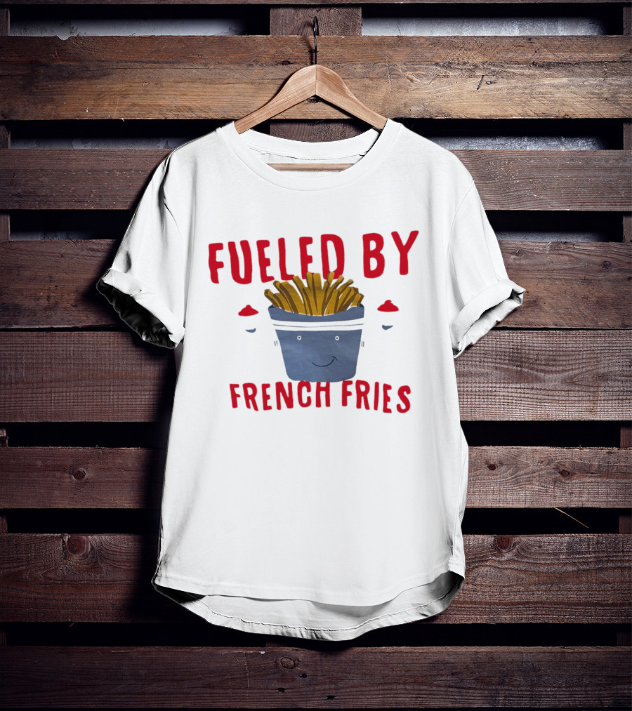Fueled By French Fries Smiling Cartoon Face With Ketchup Cups T-Shirt
