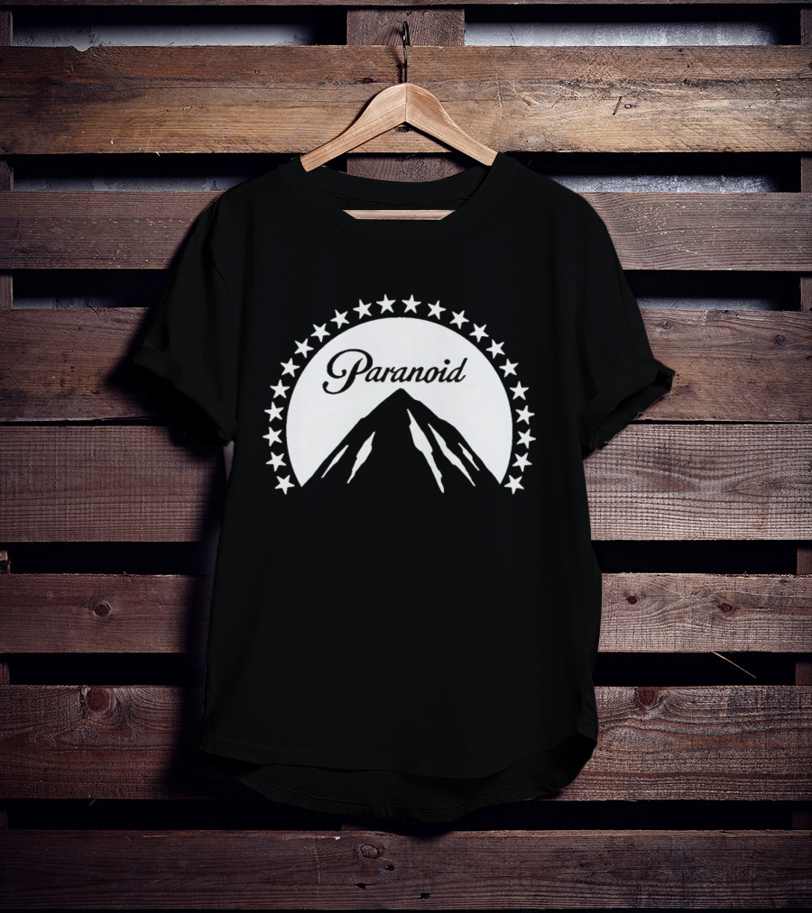 Paramount Paranoid Logo Parody Stars Mountain T-Shirt