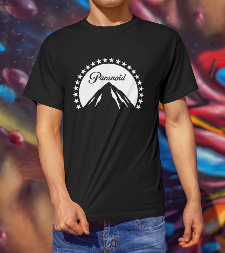 Paramount Paranoid Logo Parody Stars Mountain T-Shirt