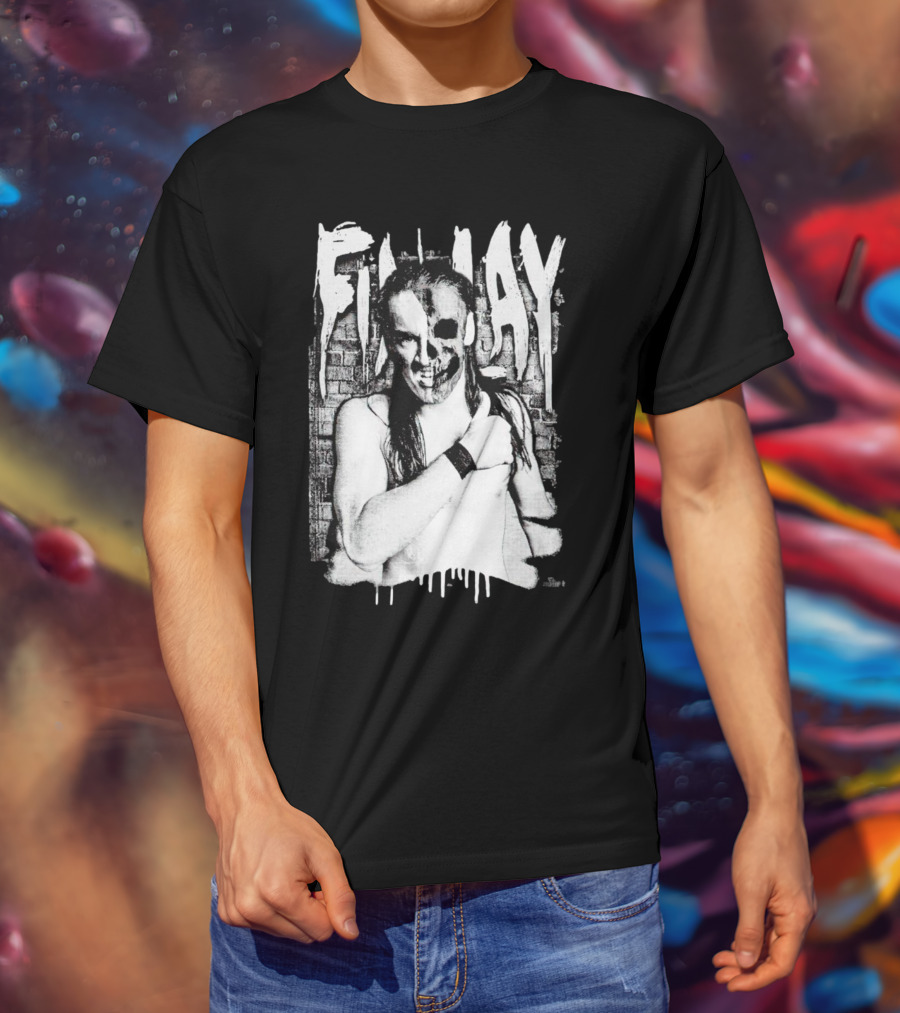 Skull Face Finlay Grunge Style Brick Wall Background T-Shirt
