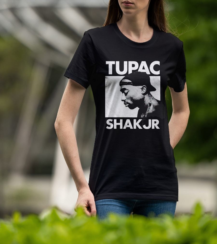 Tupac Shakur Profile Portrait Black T-Shirt