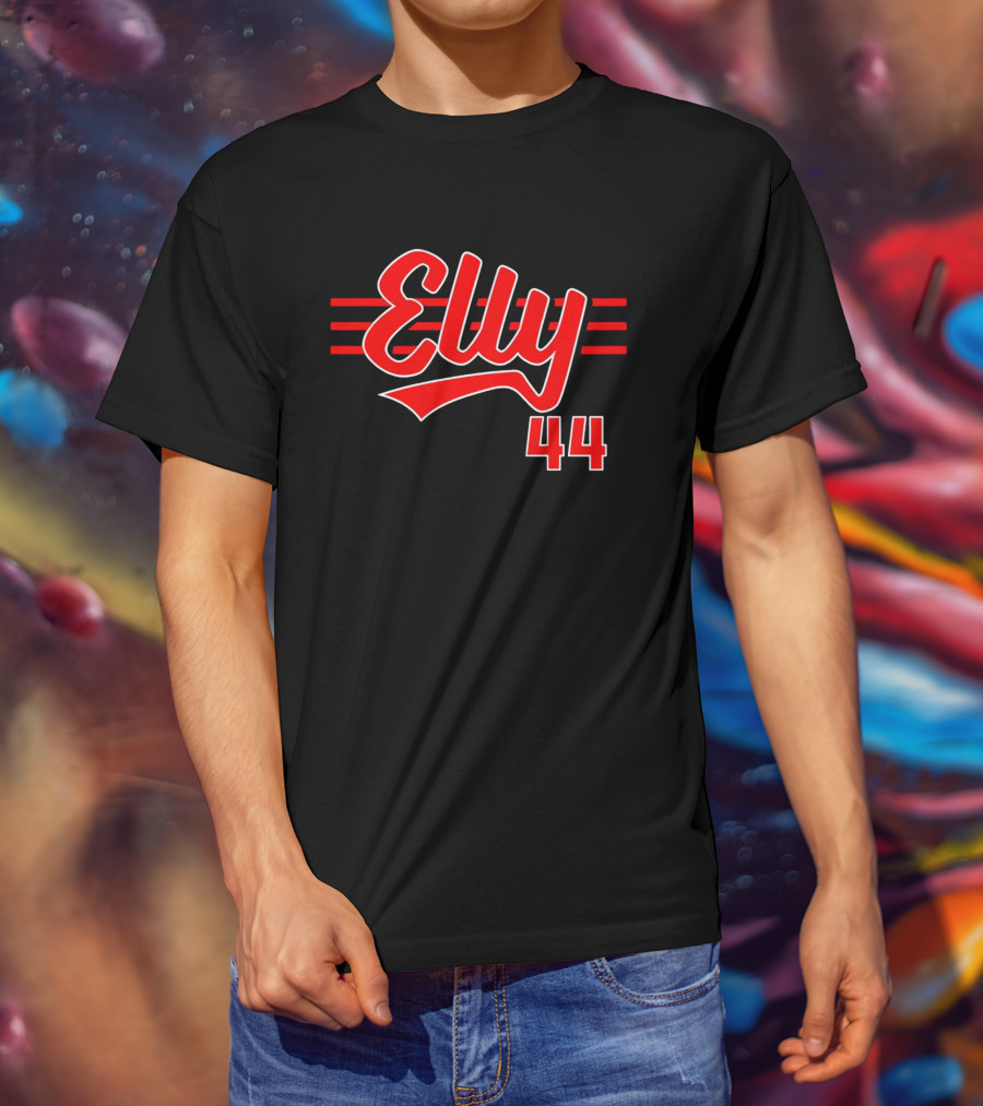 Elly De La Cruz 44 Cincinnati Script Red Stripes T-Shirt