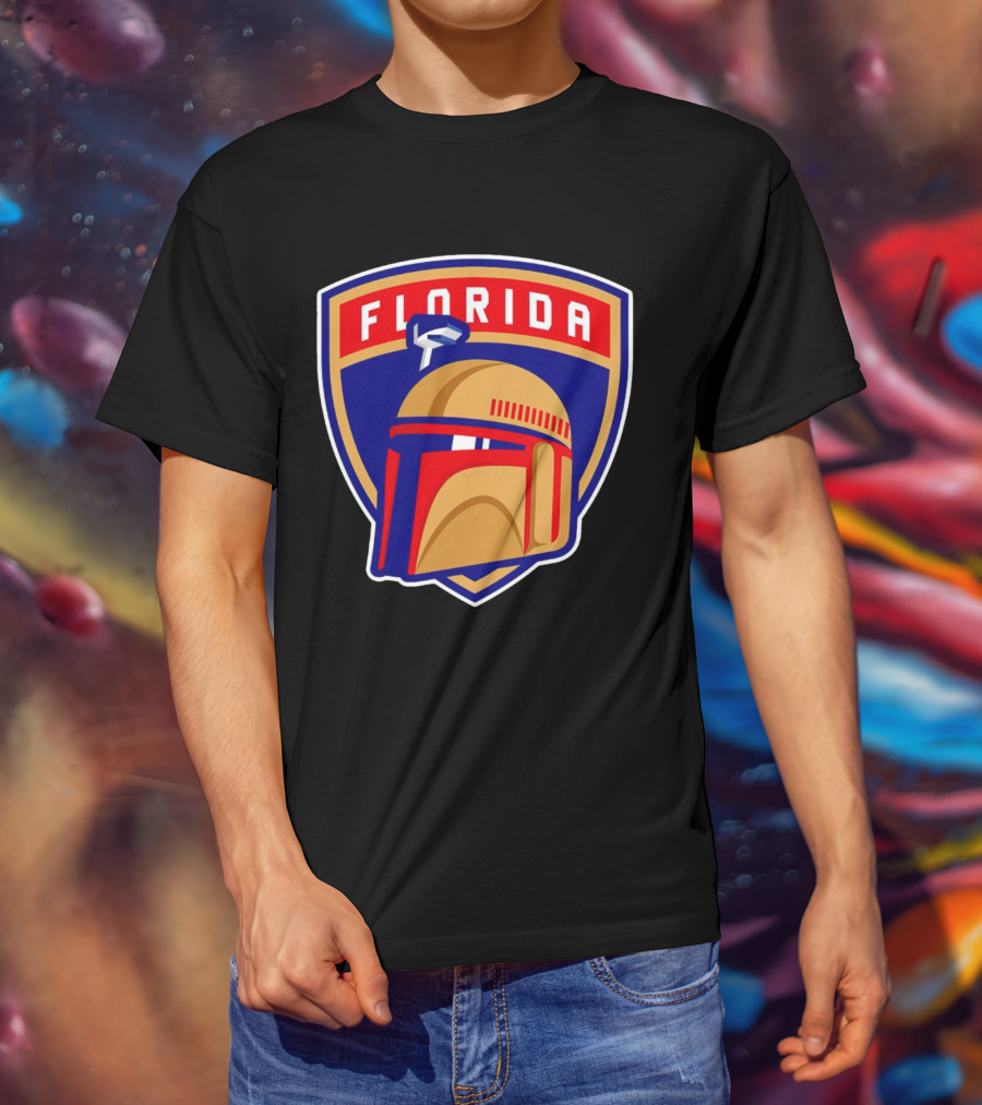 Florida Panthers Boba Fett Helmet Star Wars Collaboration T-Shirt